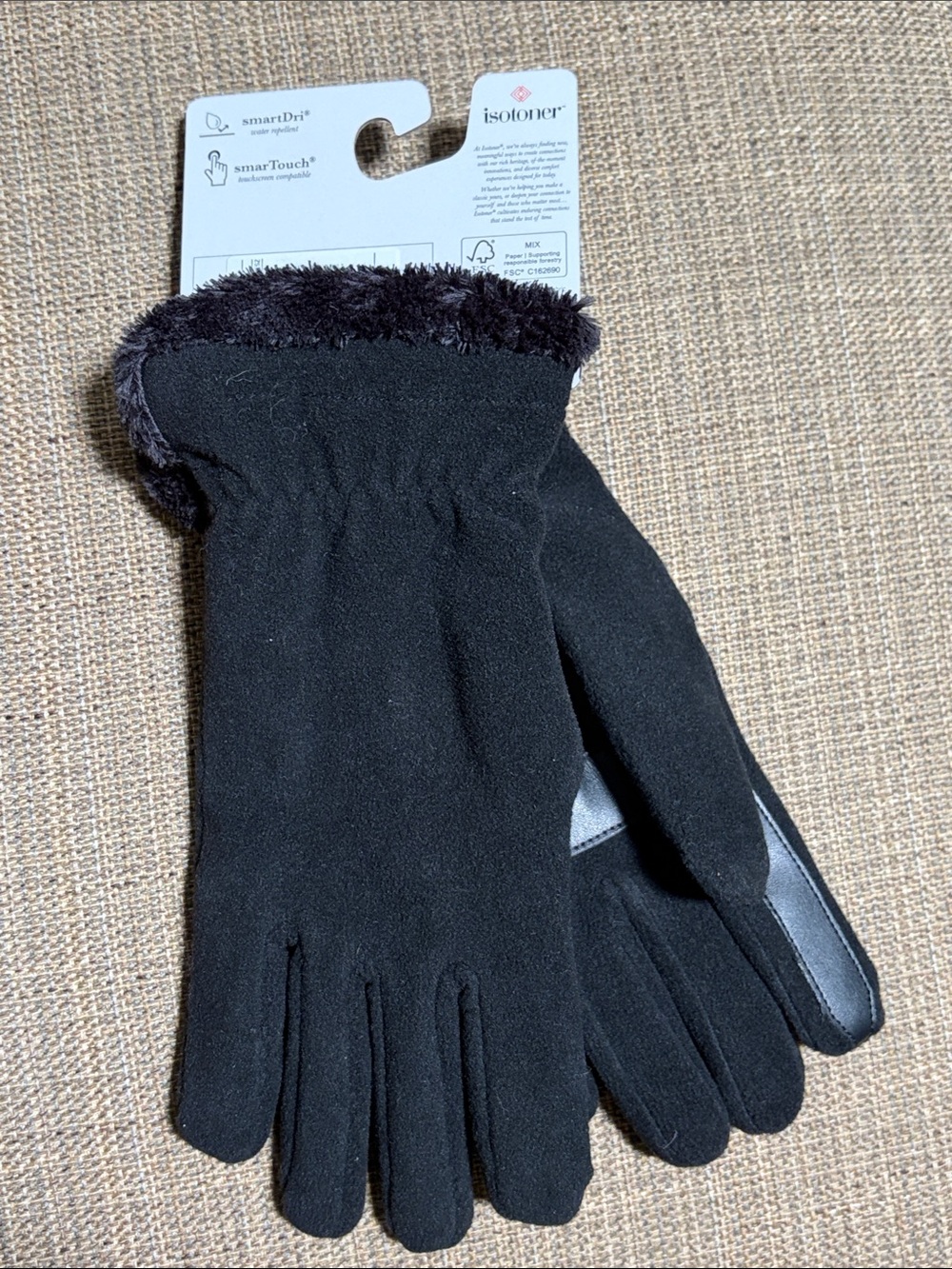 Isotoner Women's Black Fleece-Lined Gloves - Picture 9 of 9